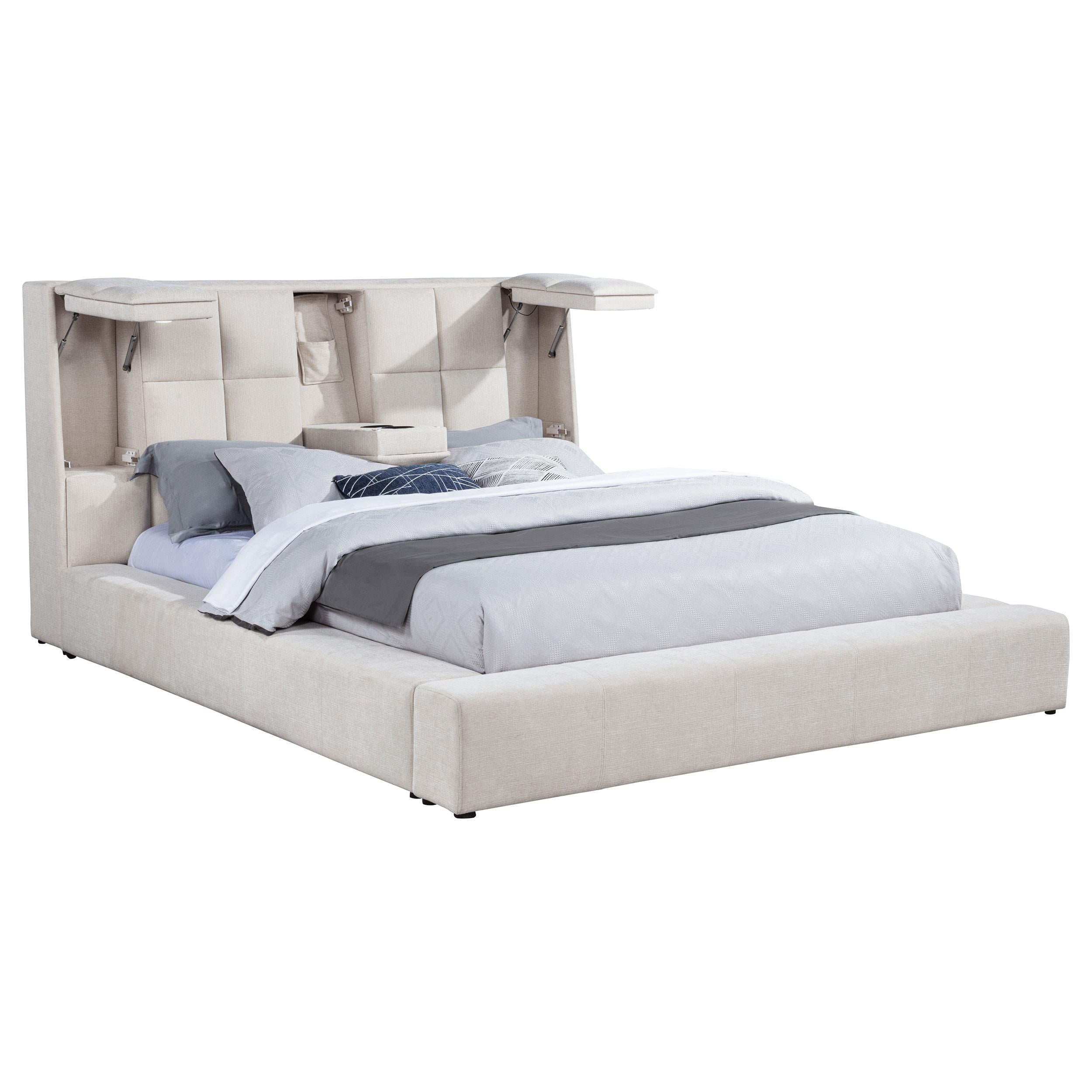  Coaster Furniture Dreux 315948CRMKE Upholstered Eastern King Panel Platform Bed - Cream IMAGE 1