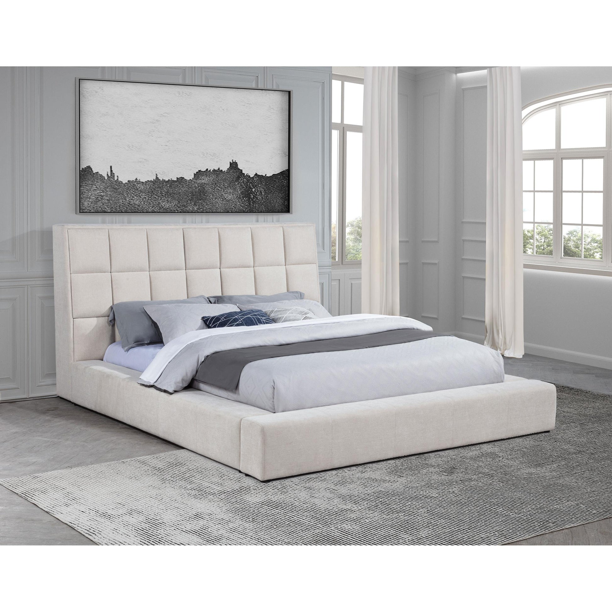  Coaster Furniture Dreux 315948CRMQ Upholstered Queen Panel Platform Bed - Cream IMAGE 6