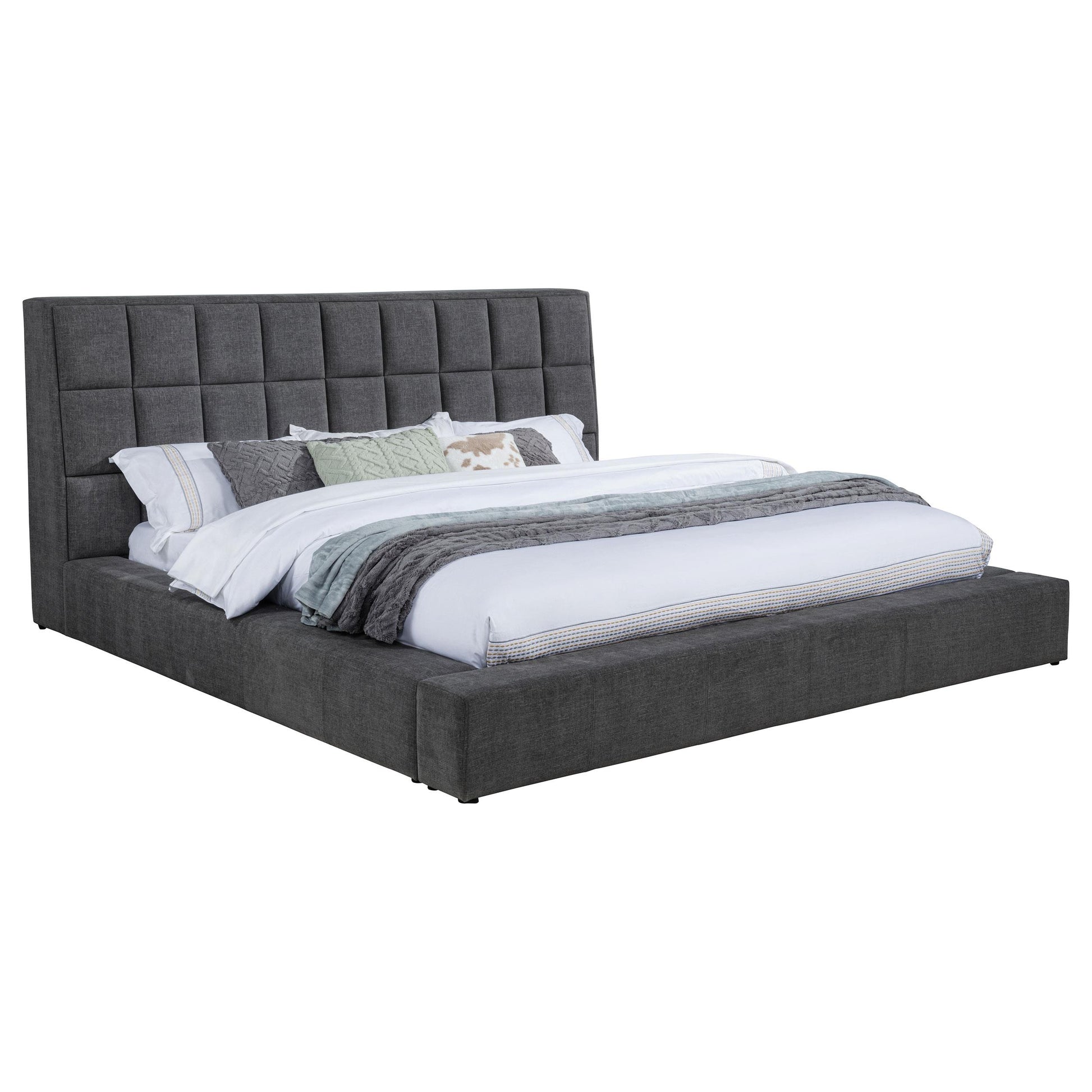 Coaster Furniture Dreux 315948GRYKE Upholstered Eastern King Panel Platform Bed - Grey IMAGE 12