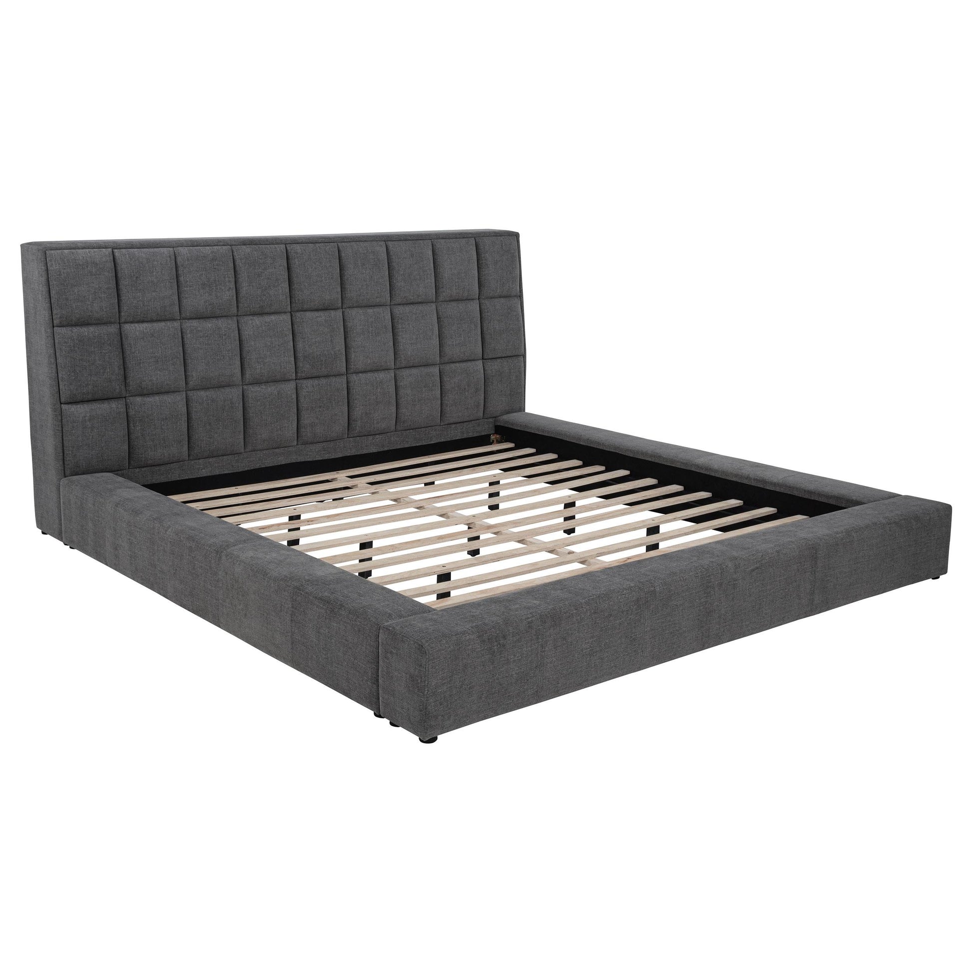  Coaster Furniture Dreux 315948GRYKE Upholstered Eastern King Panel Platform Bed - Grey IMAGE 2