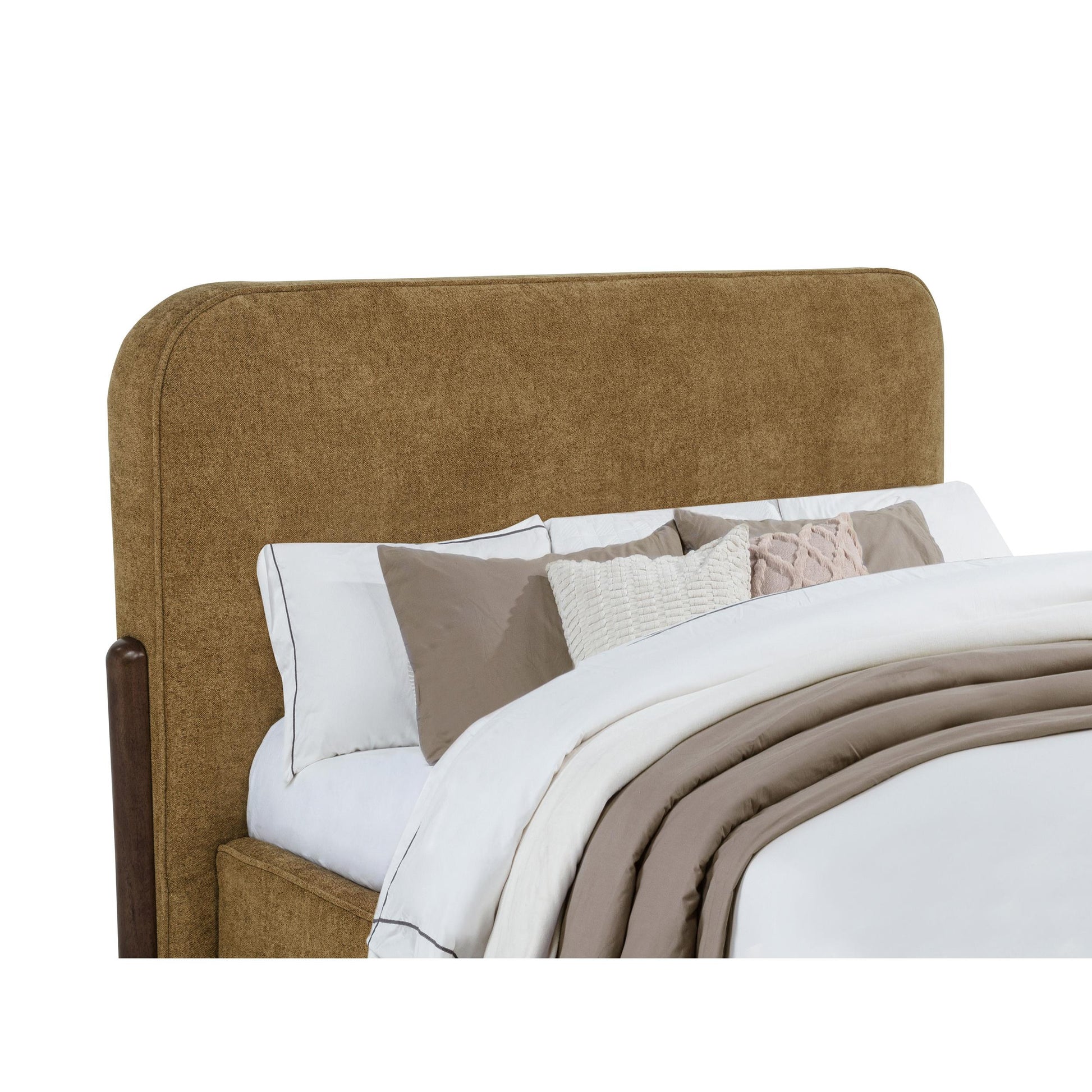  Coaster Furniture Baldacci 315954KE Upholstered Eastern King Platform Bed - Curry/Walnut IMAGE 3