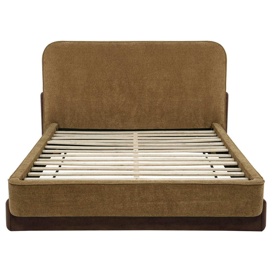  Coaster Furniture Baldacci 315954Q Upholstered Queen Platform Bed - Curry/Walnut IMAGE 1