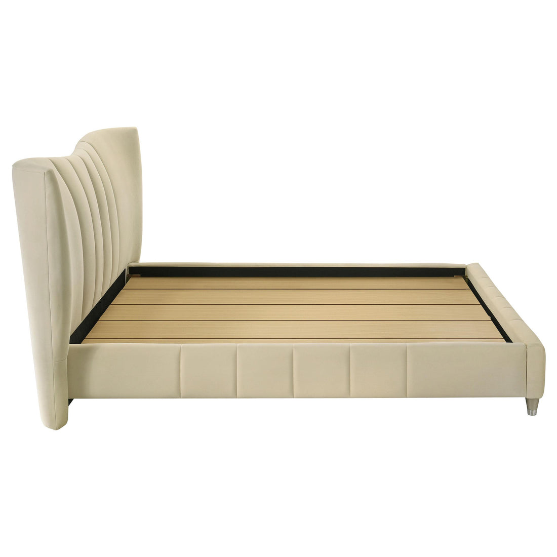  Coaster Furniture Evelyn 315956Q Upholstered Queen Panel Platform Bed - Ivory IMAGE 1
