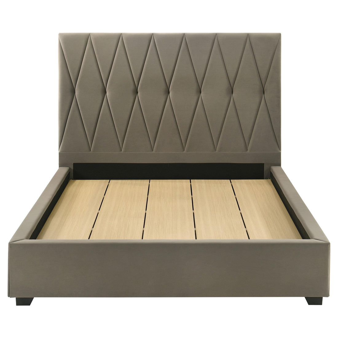  Coaster Furniture Delsea 315975Q Upholstered Queen Panel Platform Bed - Light Brown IMAGE 1