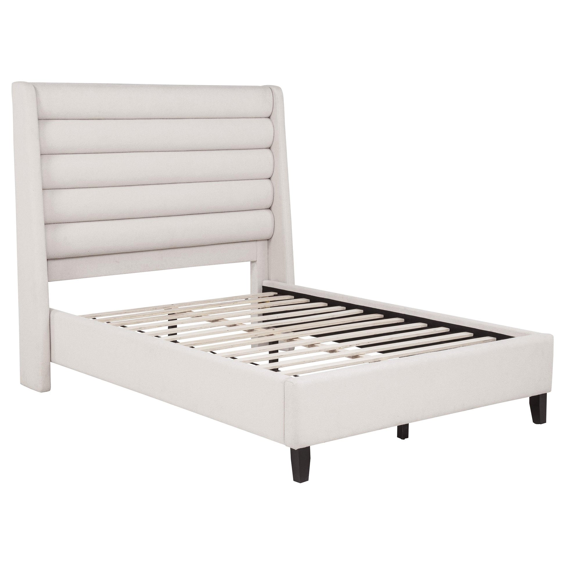  Coaster Furniture Leslie 315983F Upholstered Tufted Full Wingback Platform Bed - Beige IMAGE 1