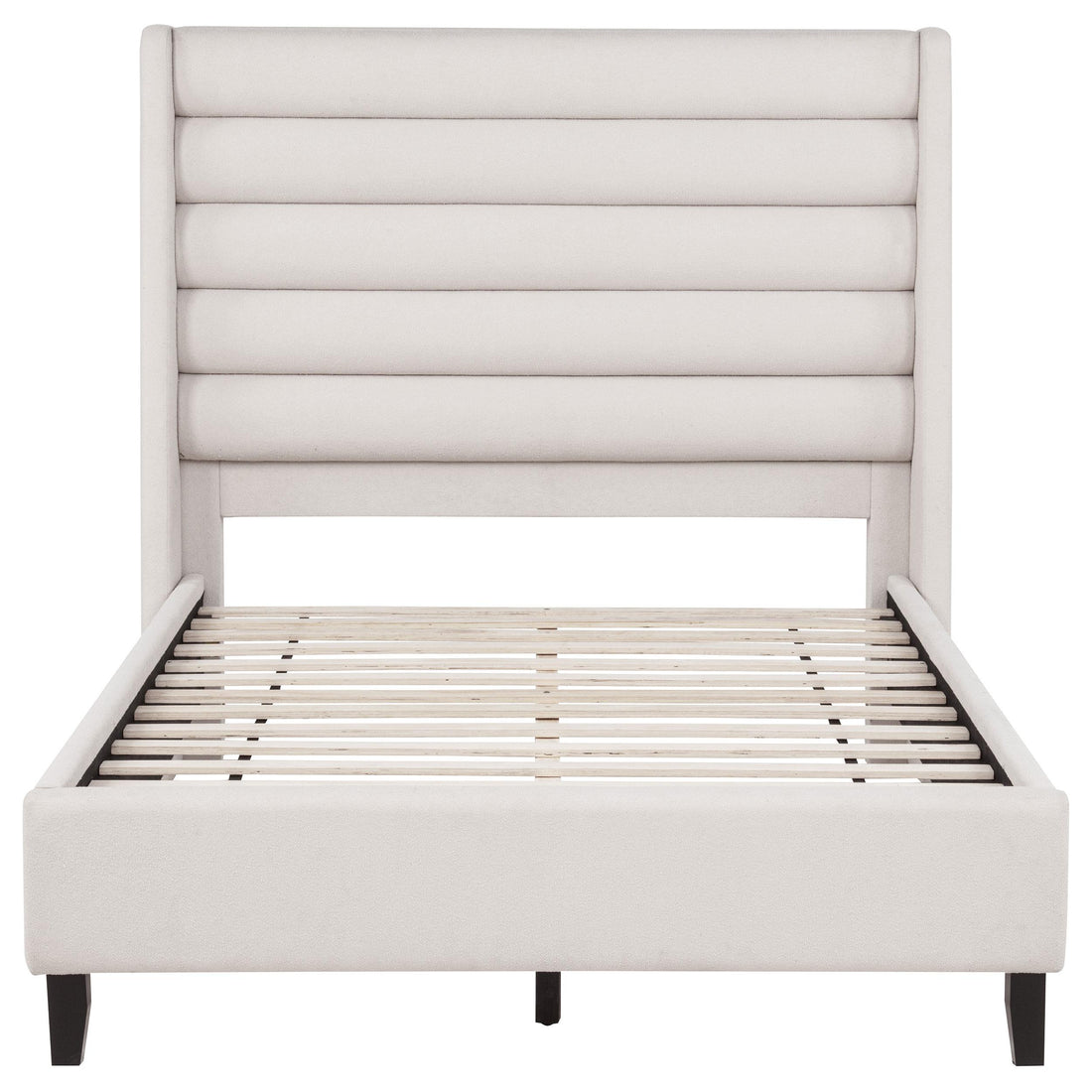  Coaster Furniture Leslie 315983F Upholstered Tufted Full Wingback Platform Bed - Beige IMAGE 1