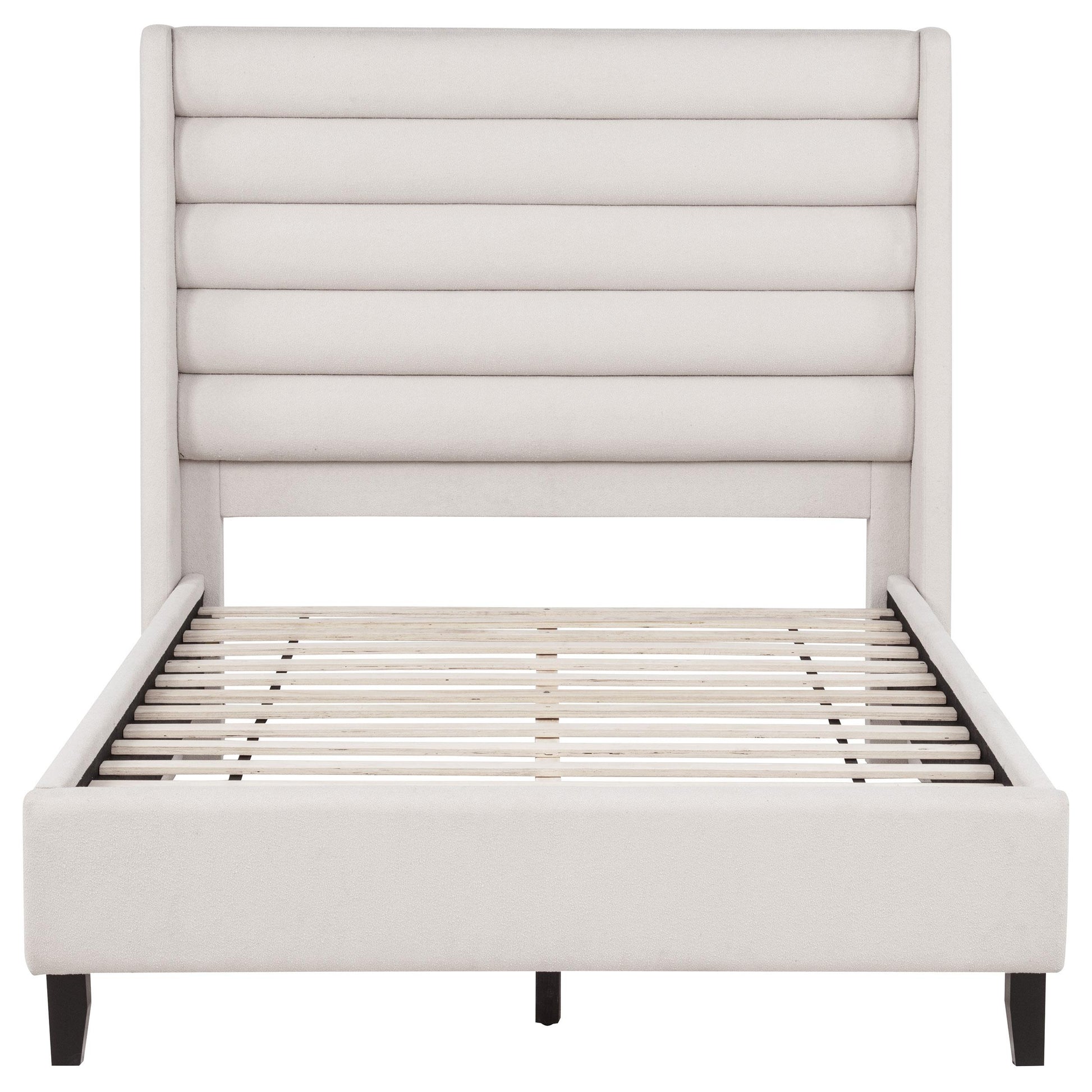  Coaster Furniture Leslie 315983F Upholstered Tufted Full Wingback Platform Bed - Beige IMAGE 3