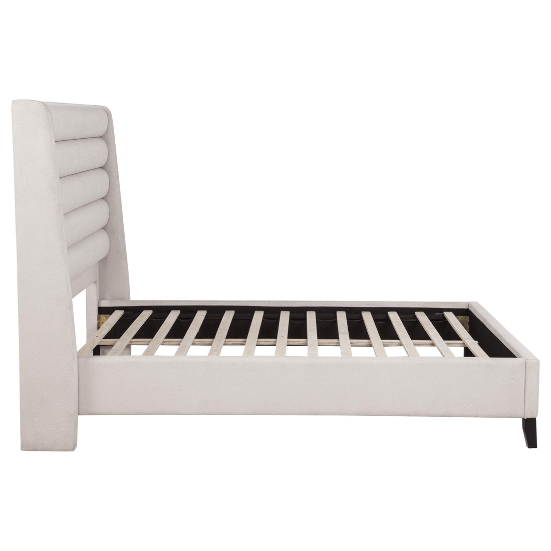  Coaster Furniture Leslie 315983Q Upholstered Tufted Queen Wingback Platform Bed - Beige IMAGE 1