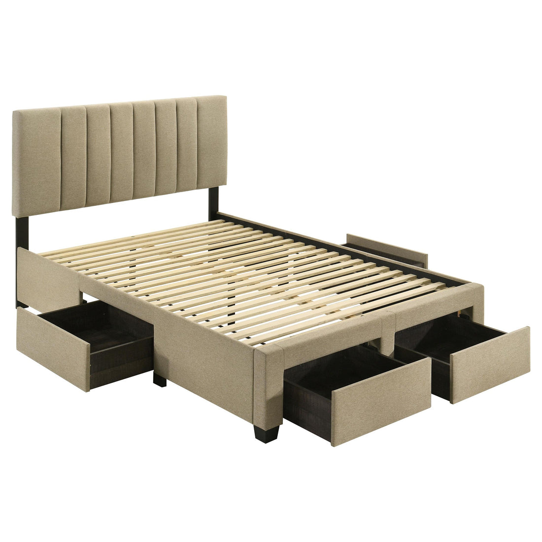  Coaster Furniture Wheatland 316010F 4-drawer Upholstered Full Storage Bed - Light Brown IMAGE 1