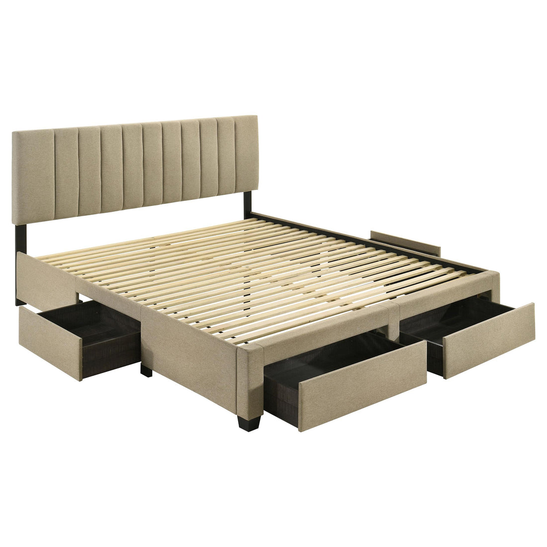  Coaster Furniture Wheatland 316010KE 4-drawer Upholstered Eastern King Storage Bed - Brown IMAGE 1