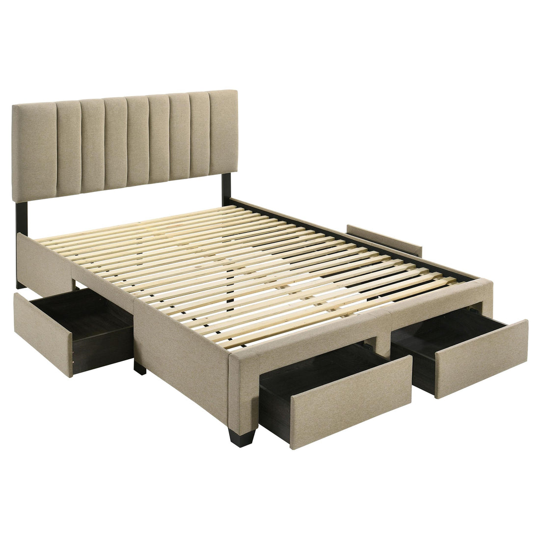  Coaster Furniture Wheatland 316010Q 4-drawer Upholstered Queen Storage Bed - Light Brown IMAGE 1