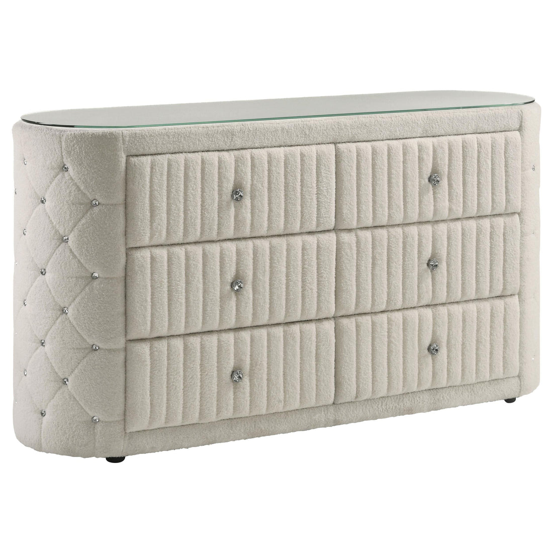  Coaster Furniture Sonya 360113 6-drawer Upholstered Bedroom Dresser - Ivory IMAGE 1