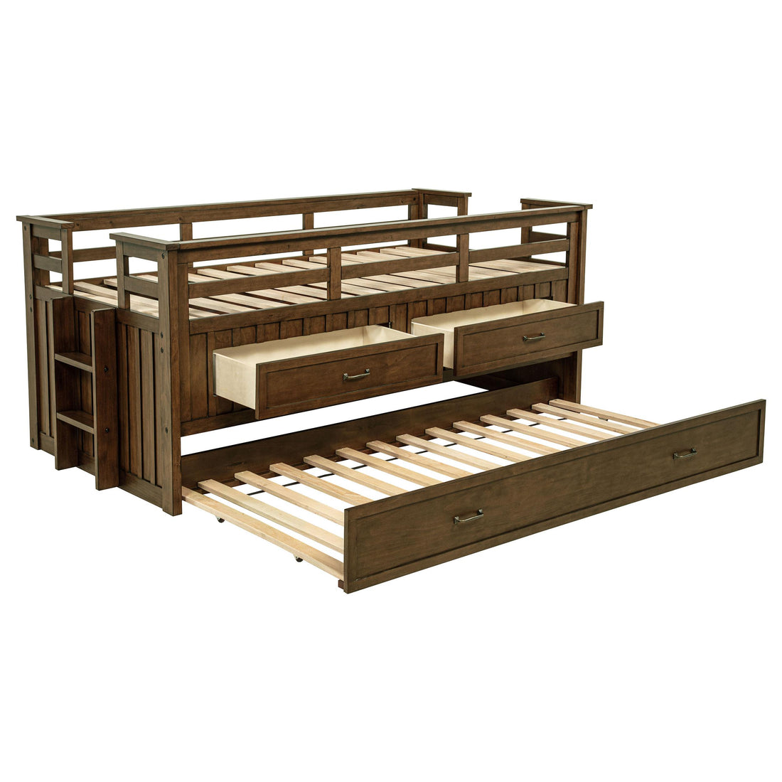  Coaster Furniture Carlsbad 400716T Wood Twin Captains Bed With Trundle - Medium Brown IMAGE 1