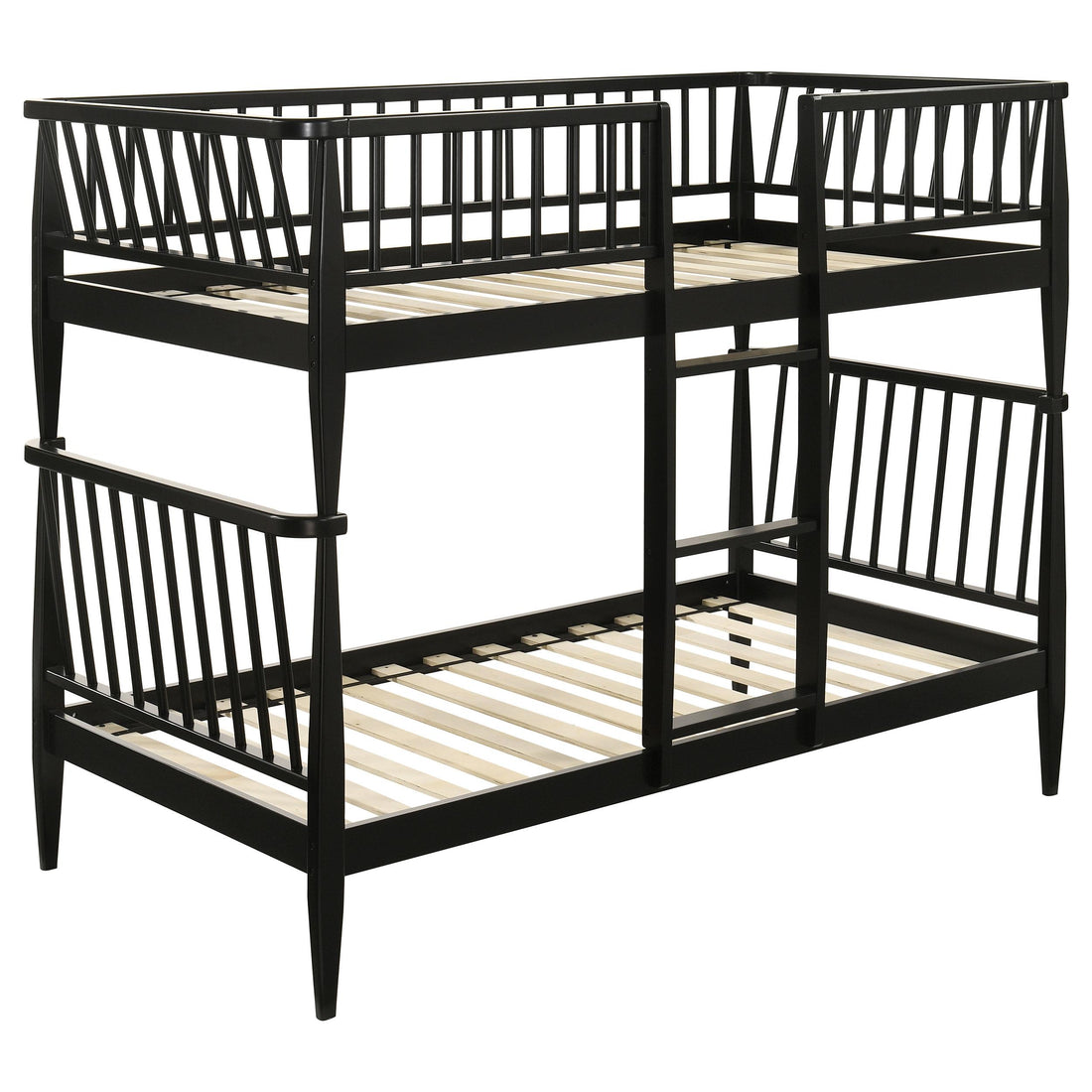  Coaster Furniture Abram 460061BLKT Windsor Twin Over Twin Wood Bunk Bed with Ladder - Black IMAGE 1
