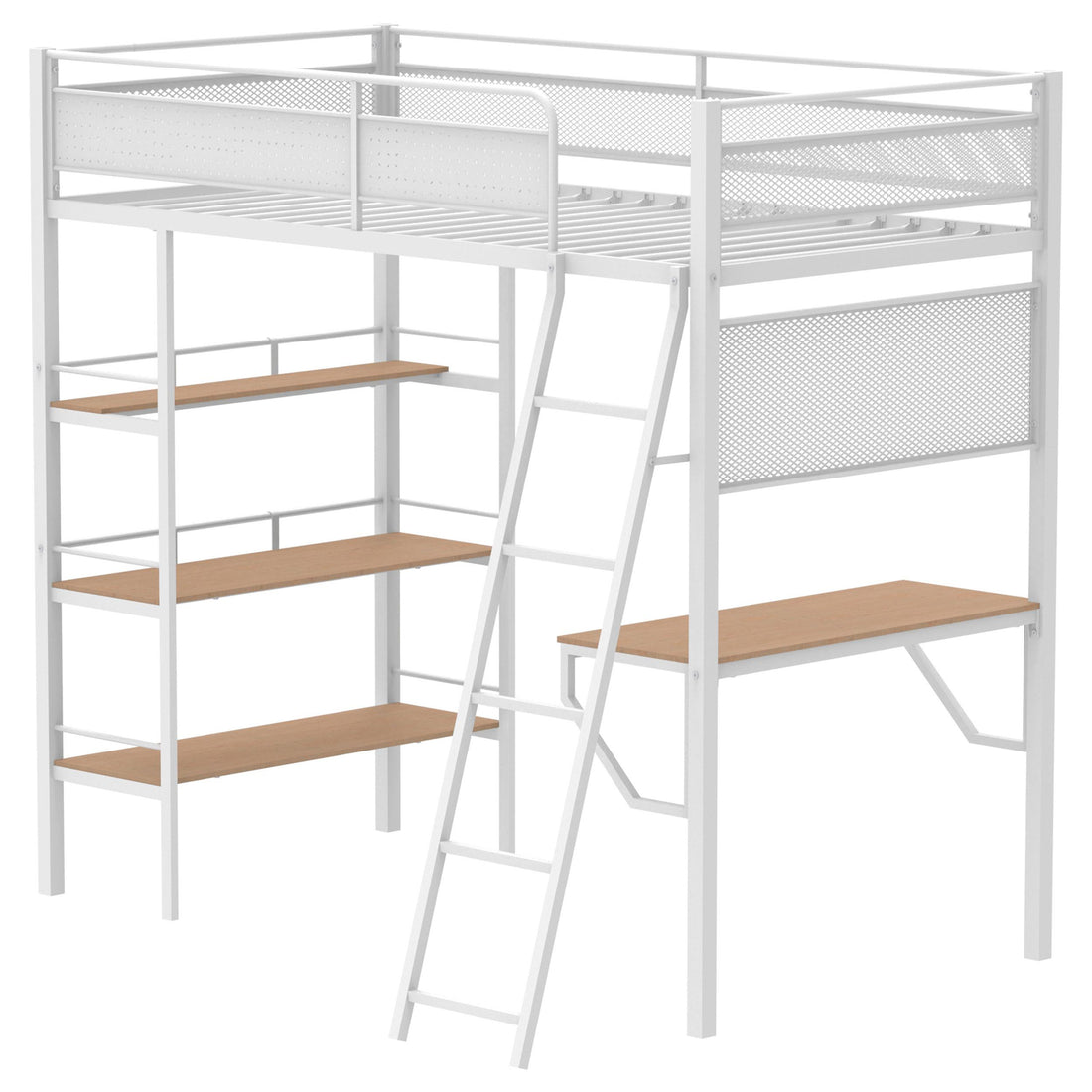  Coaster Furniture Campus 460332WHT 3-shelf Metal Twin Workstation Loft Bed - Matte White IMAGE 1