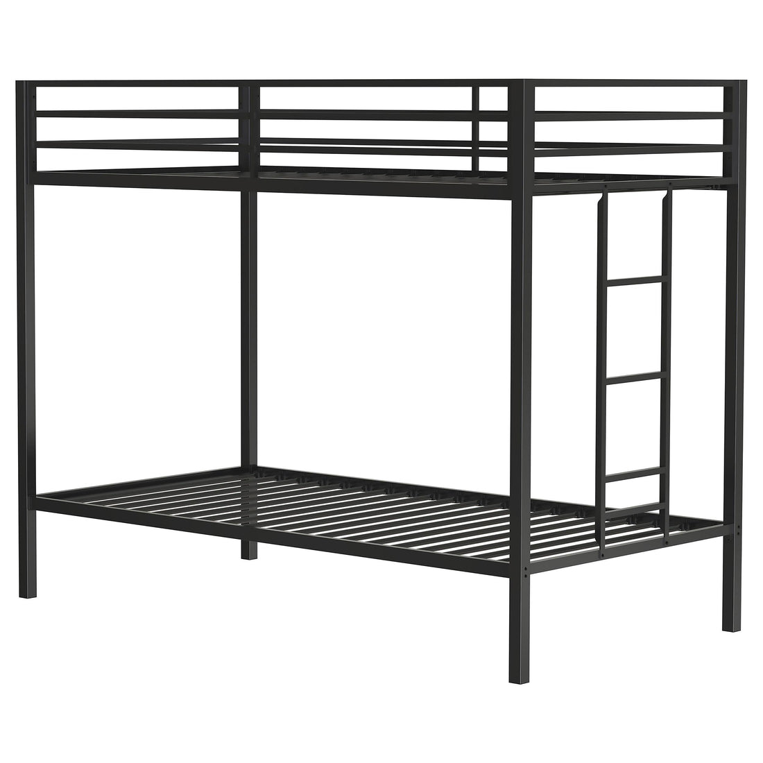  Coaster Furniture Alevera 460361BLK Metal Twin Over Twin Bunk Bed with Ladder - Black IMAGE 1