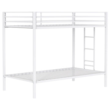  Coaster Furniture Alevera 460361WHT Metal Twin Over Twin Bunk Bed with Ladder - White IMAGE 1