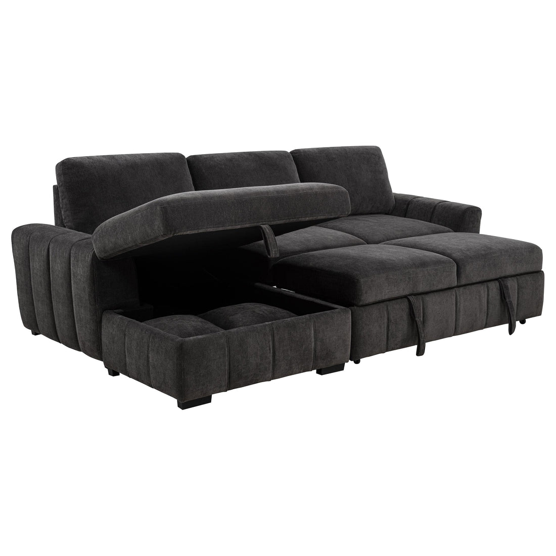  Coaster Furniture Pastrana 500349 Upholstered Sleeper Sectional Sofa LAF Chaise - Grey IMAGE 1