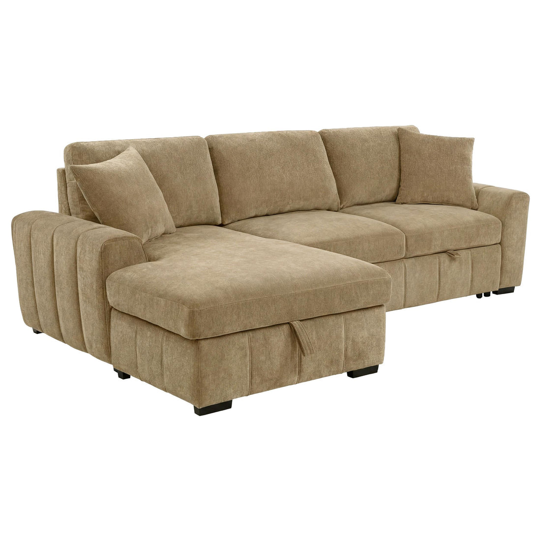  Coaster Furniture Pastrana 500358 Upholstered Sleeper Sectional Sofa LAF Chaise - Camel IMAGE 1