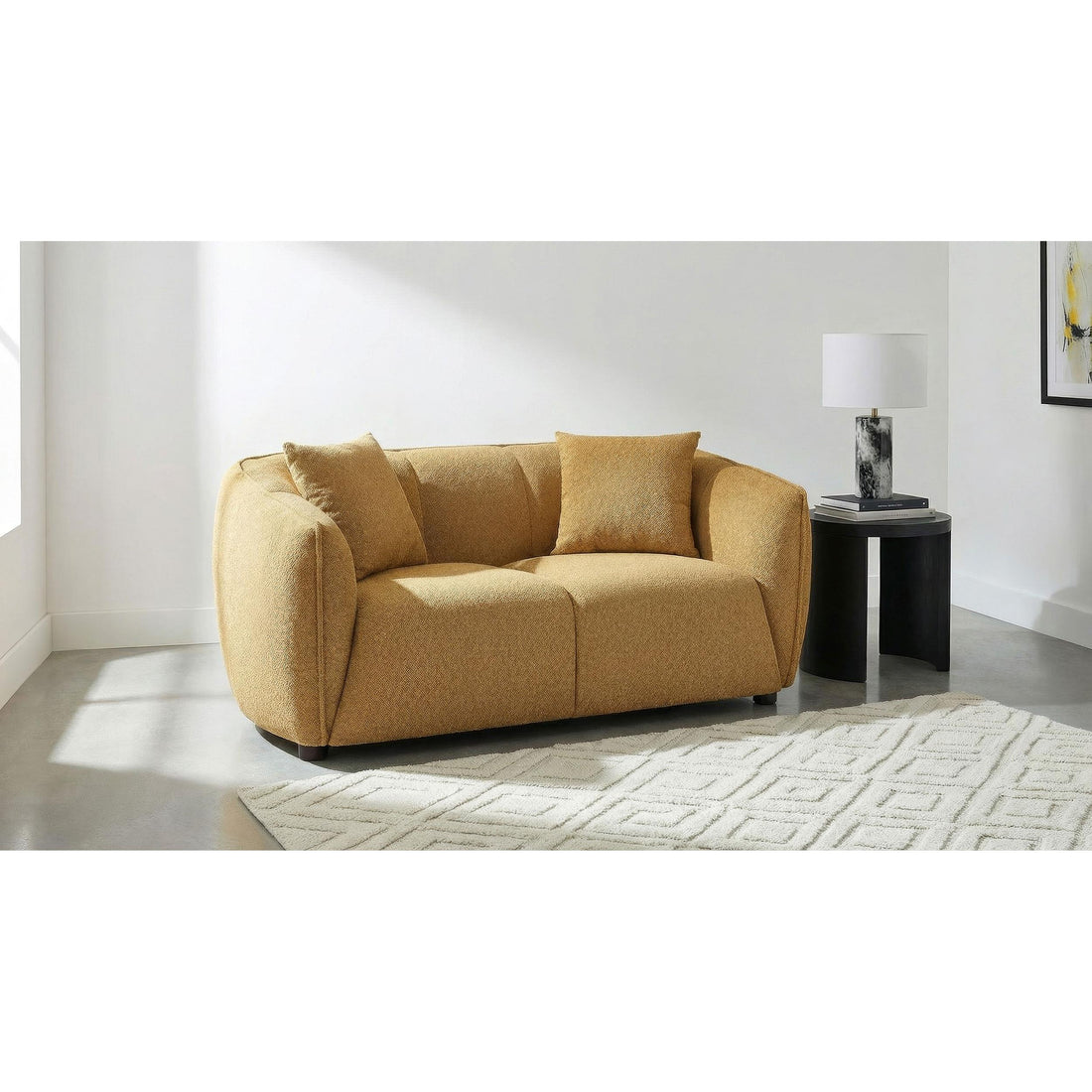  Coaster Furniture Aleisha 503062 Fabric Upholstered Loveseat - Mustard Yellow IMAGE 1
