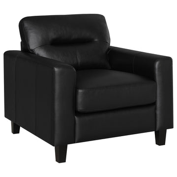  Coaster Furniture Scotland 504666 Faux Leather Upholstered Track Arm Chair - Black IMAGE 1