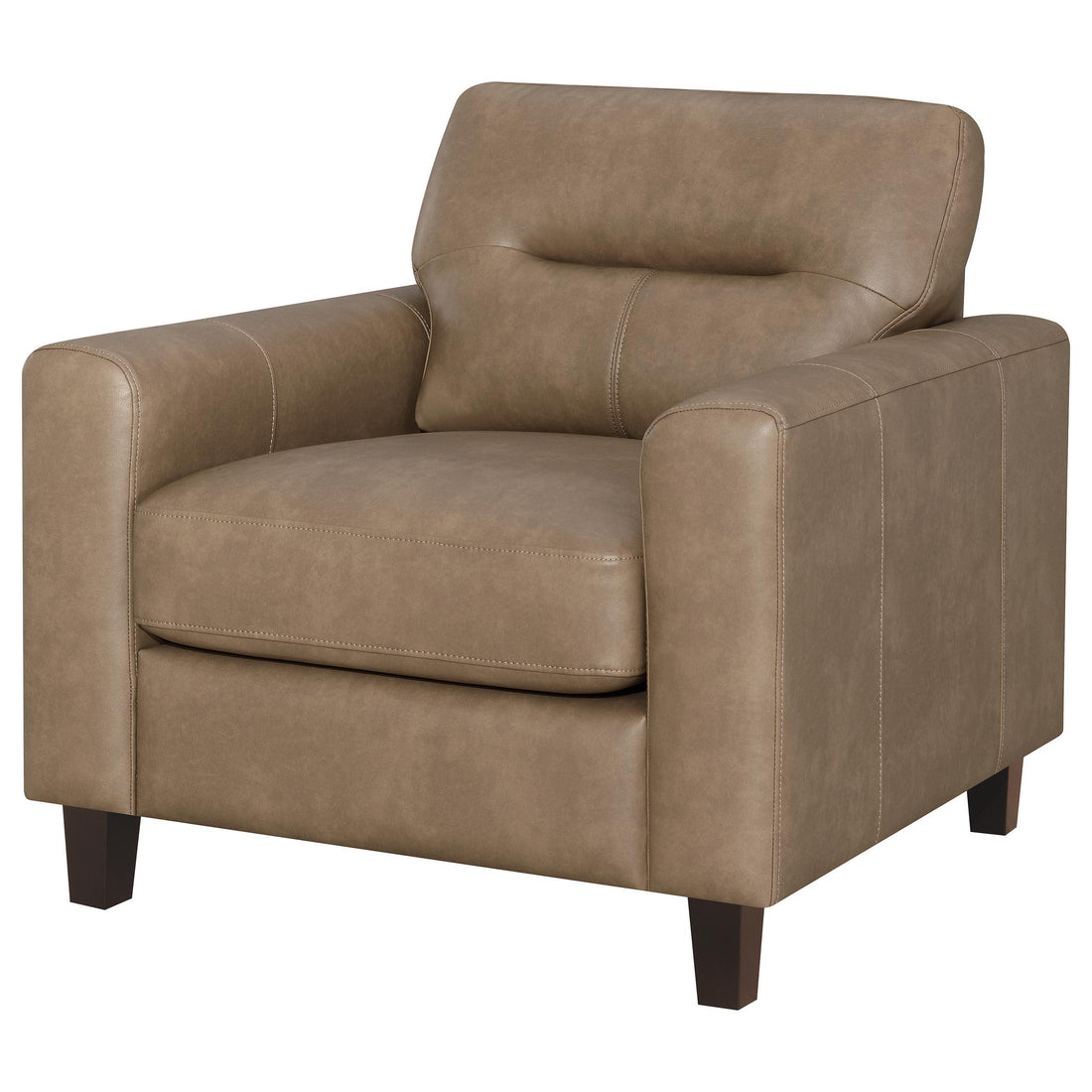  Coaster Furniture Scotland 504669 Faux Leather Upholstered Track Arm Chair - Brown IMAGE 1