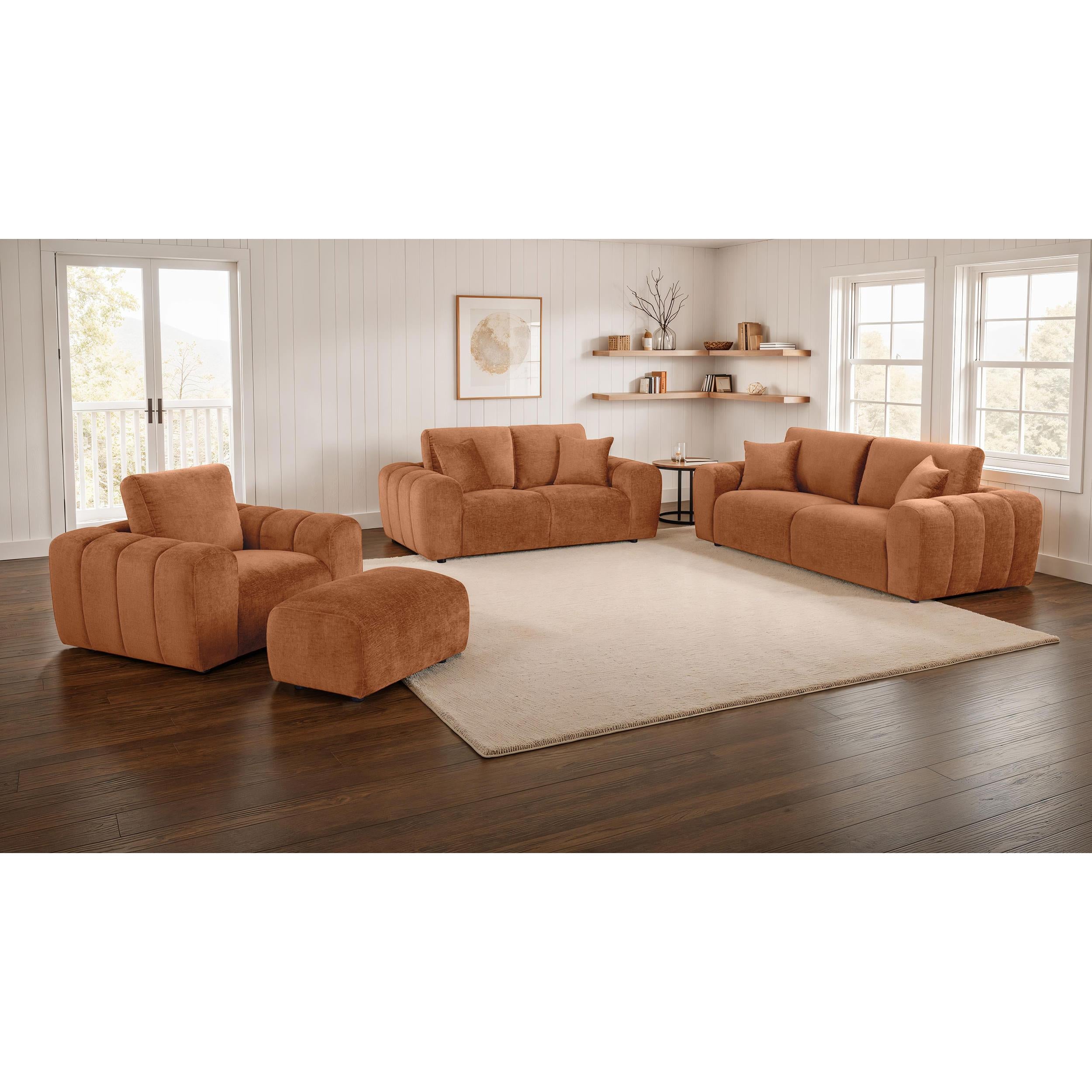  Coaster Furniture Burnett 504952 Chenille Upholstered Wide Arm Loveseat - Burnt Orange IMAGE 9
