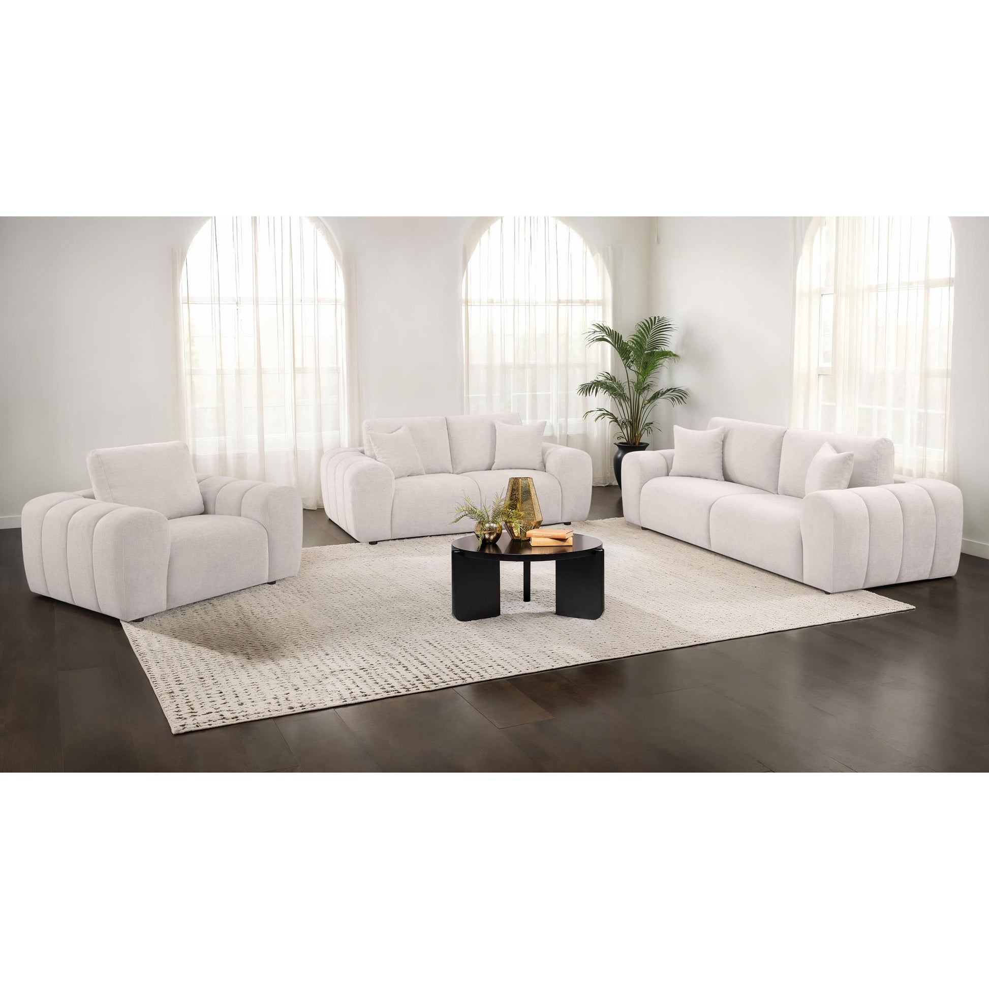  Coaster Furniture Burnett 504955 Chenille Upholstered Wide Arm Sofa - Ivory IMAGE 12