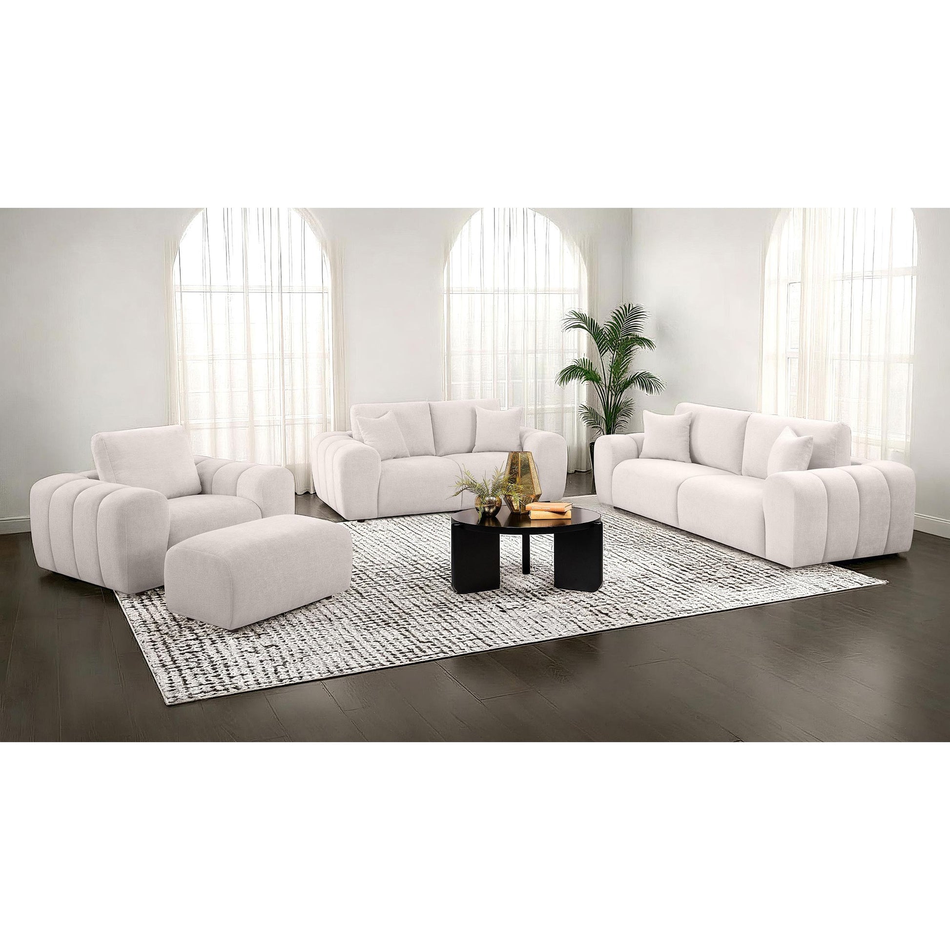  Coaster Furniture Burnett 504955 Chenille Upholstered Wide Arm Sofa - Ivory IMAGE 13