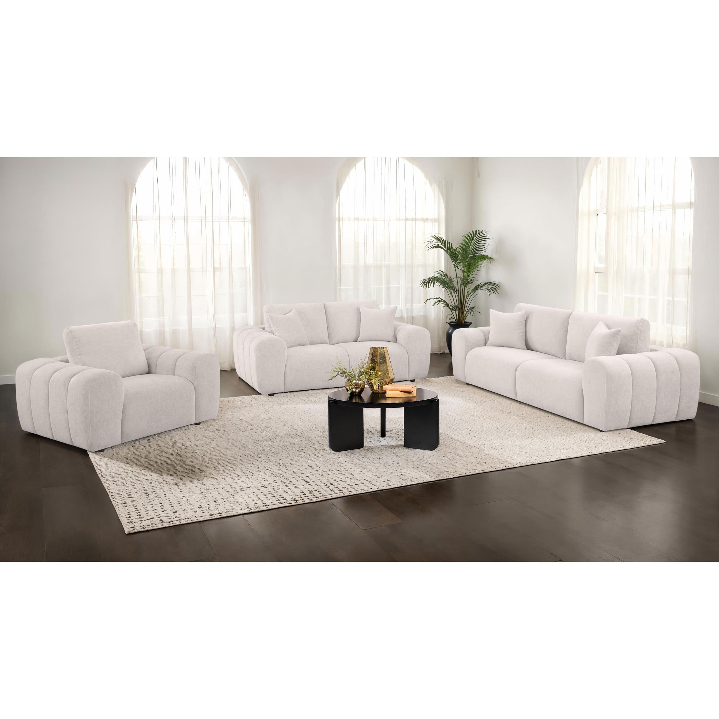  Coaster Furniture Burnett 504956 Chenille Upholstered Wide Arm Loveseat - Ivory IMAGE 10