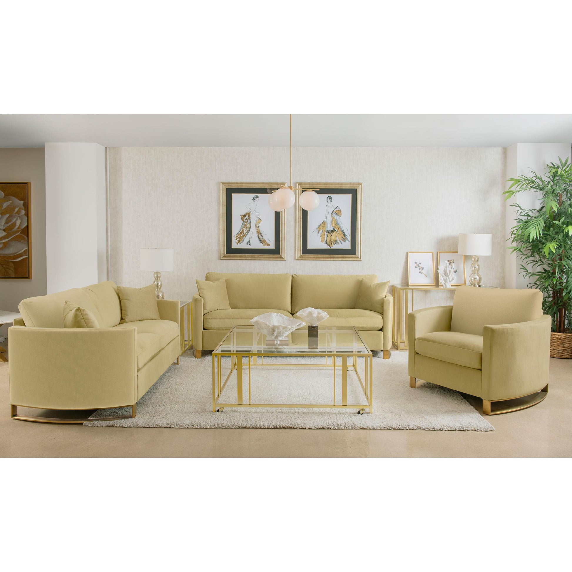  Coaster Furniture Corliss 508826 Upholstered Curved Track Arm Chair - Camel IMAGE 13