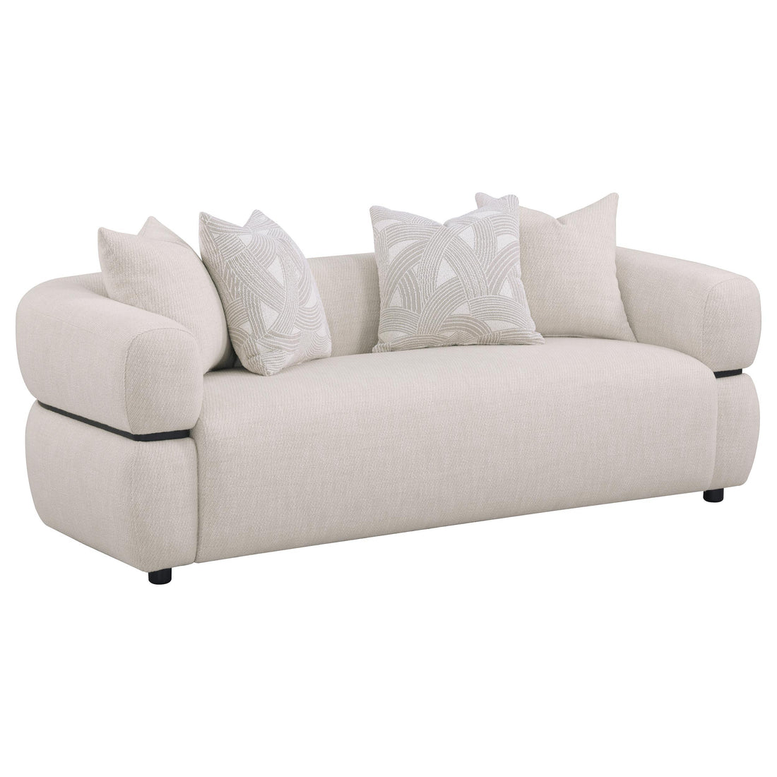  Coaster Furniture Jeanette 508961 84-inch Fabric Upholstered Round Arm Sofa - Beige IMAGE 1