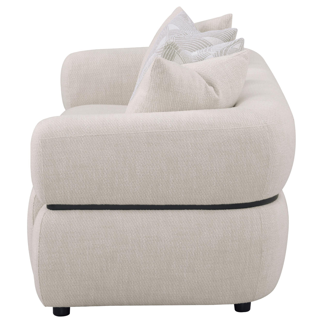  Coaster Furniture Jeanette 508961 84-inch Fabric Upholstered Round Arm Sofa - Beige IMAGE 1