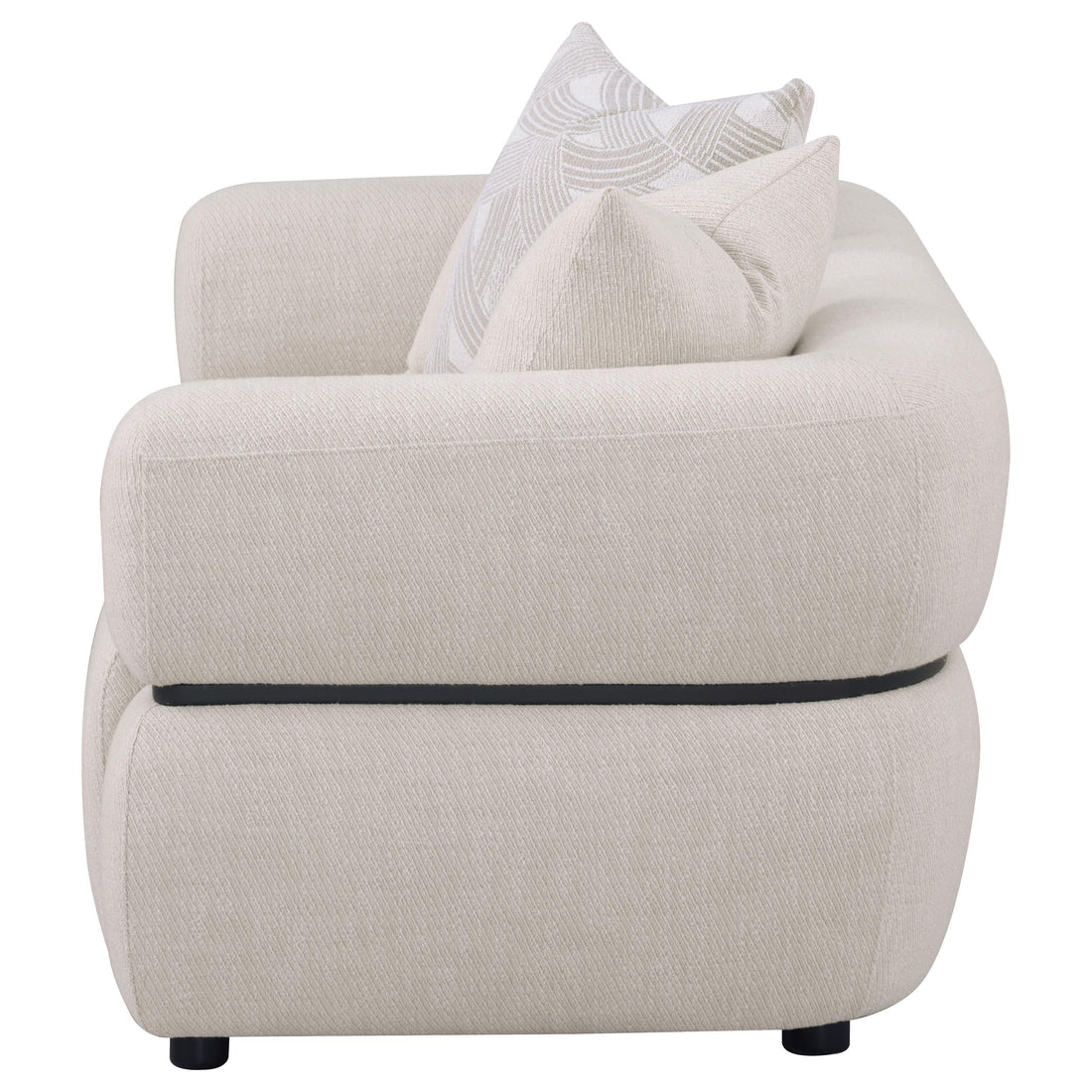  Coaster Furniture Jeanette 508962 73-inch Fabric Upholstered Round Arm Loveseat - Beige IMAGE 1