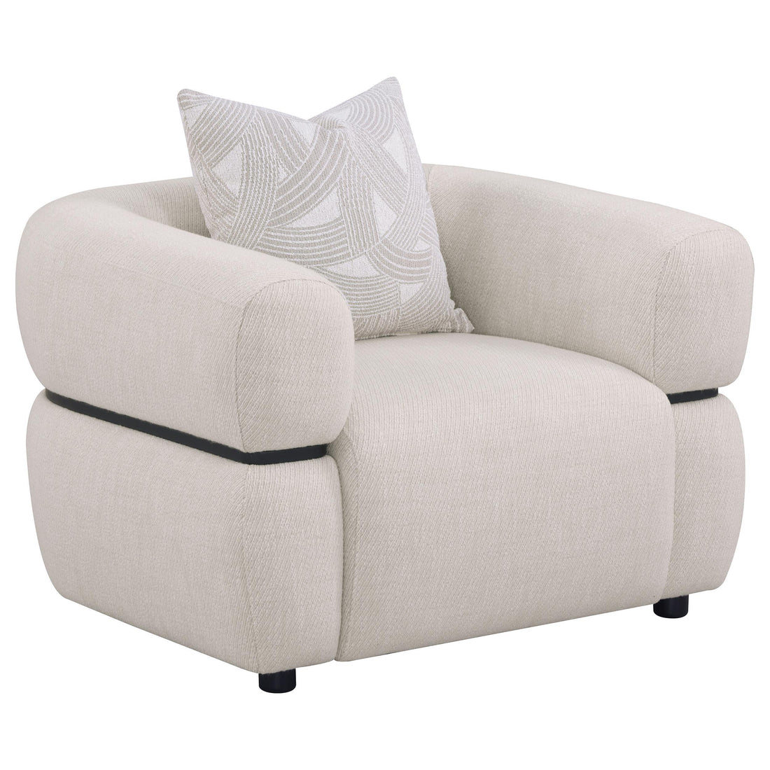  Coaster Furniture Jeanette 508963 Fabric Upholstered Round Arm Accent Chair - Beige IMAGE 1