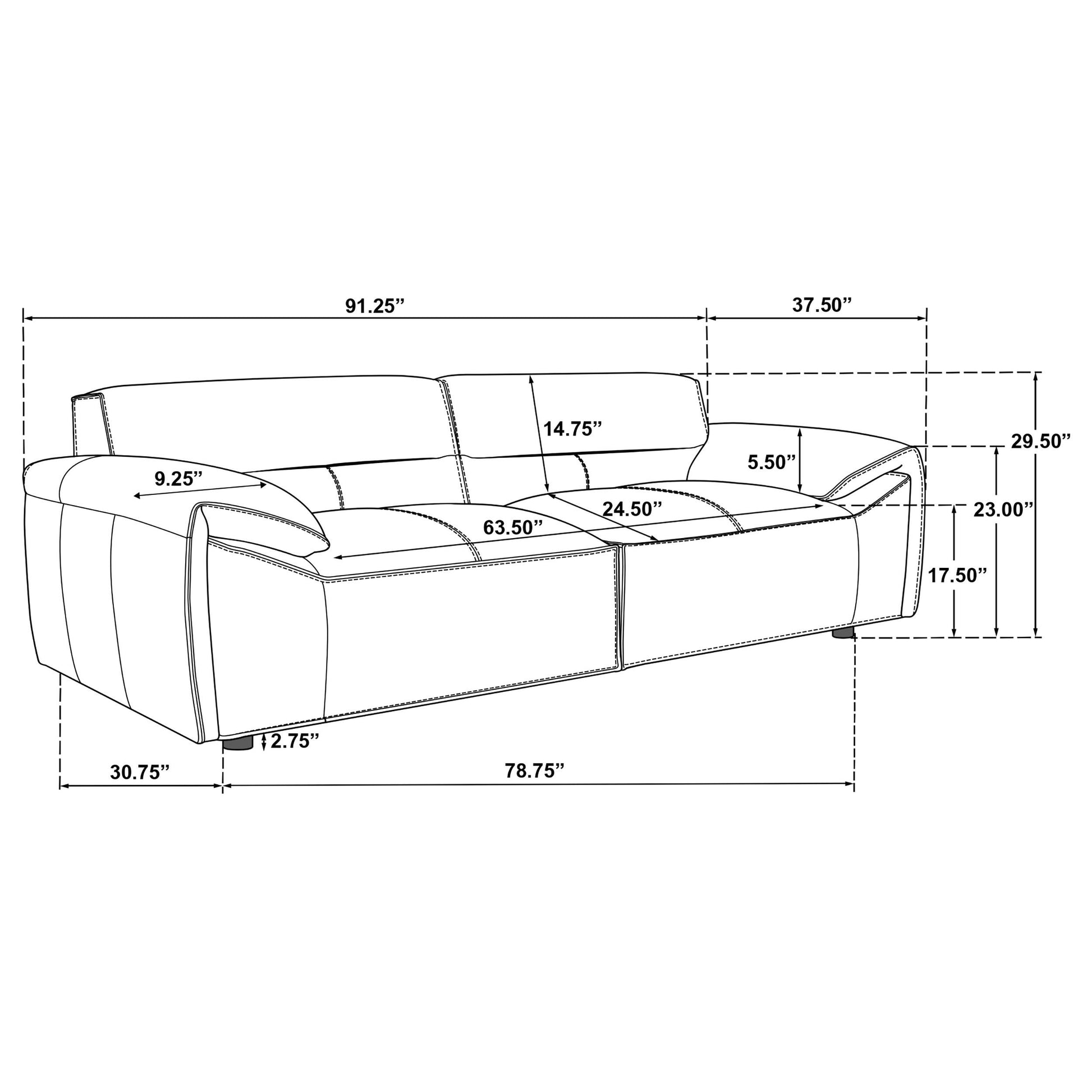  Coaster Furniture Buxton 509504 Top Grain Leather Upholstered Sofa - Graphite IMAGE 12