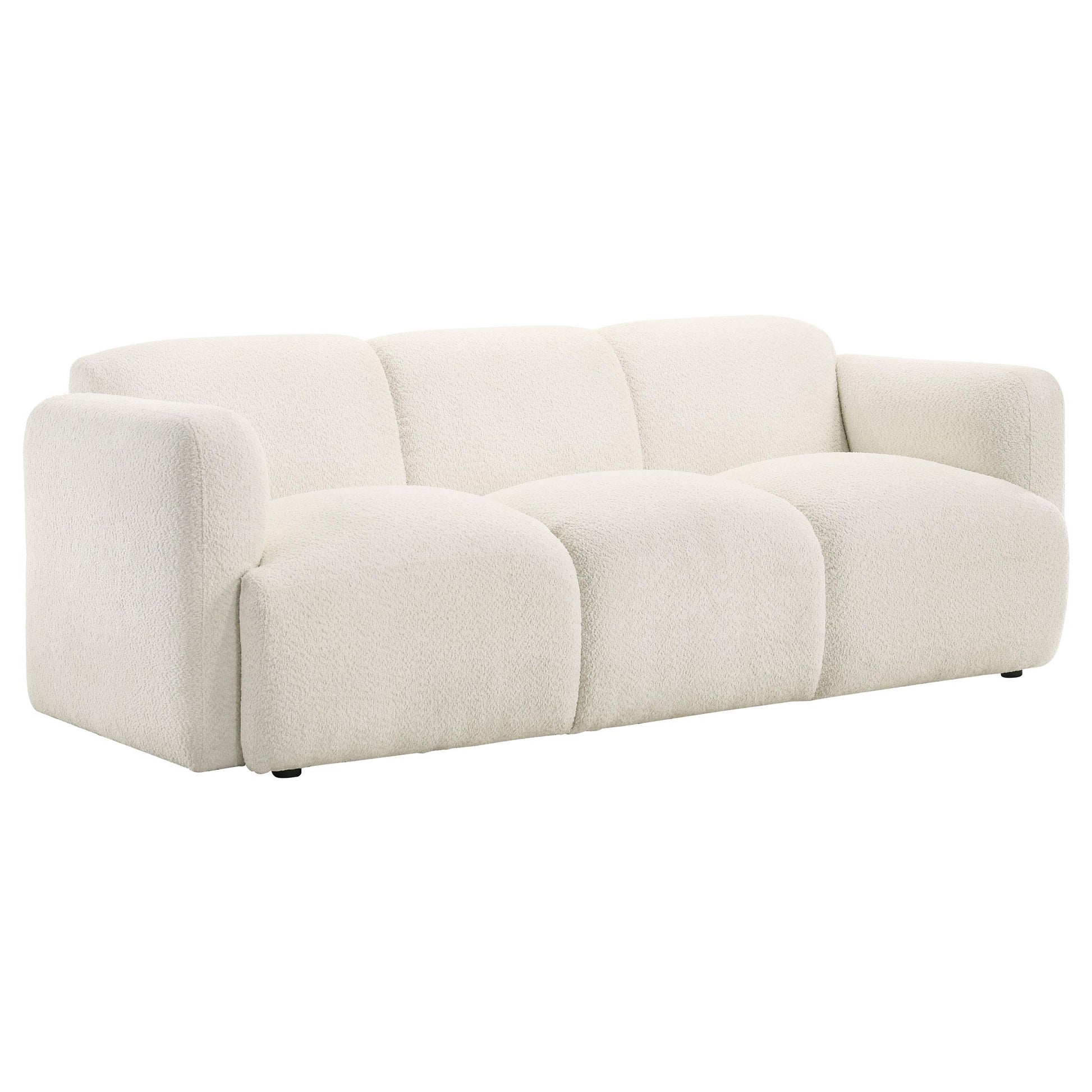  Coaster Furniture Dorset 509811 Fabric Upholstered Round Track Arm Sofa - White IMAGE 1