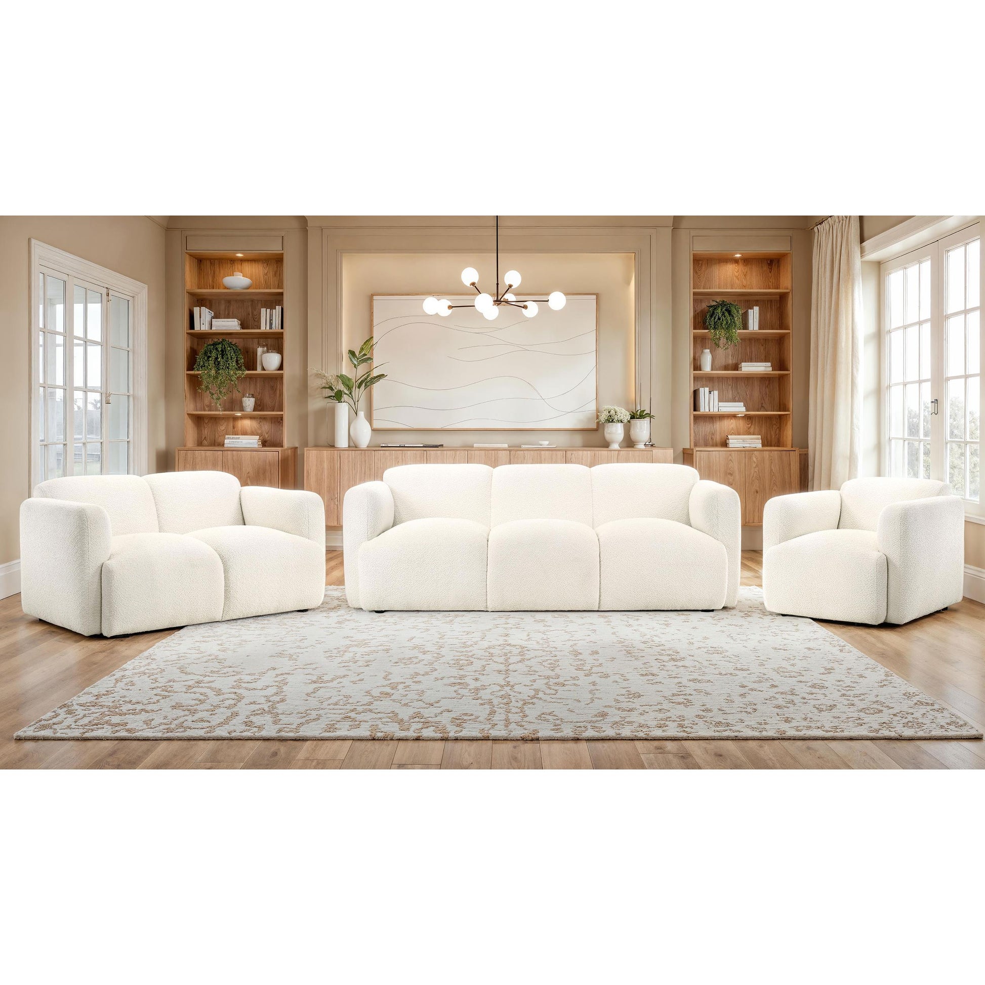  Coaster Furniture Dorset 509811 Fabric Upholstered Round Track Arm Sofa - White IMAGE 13