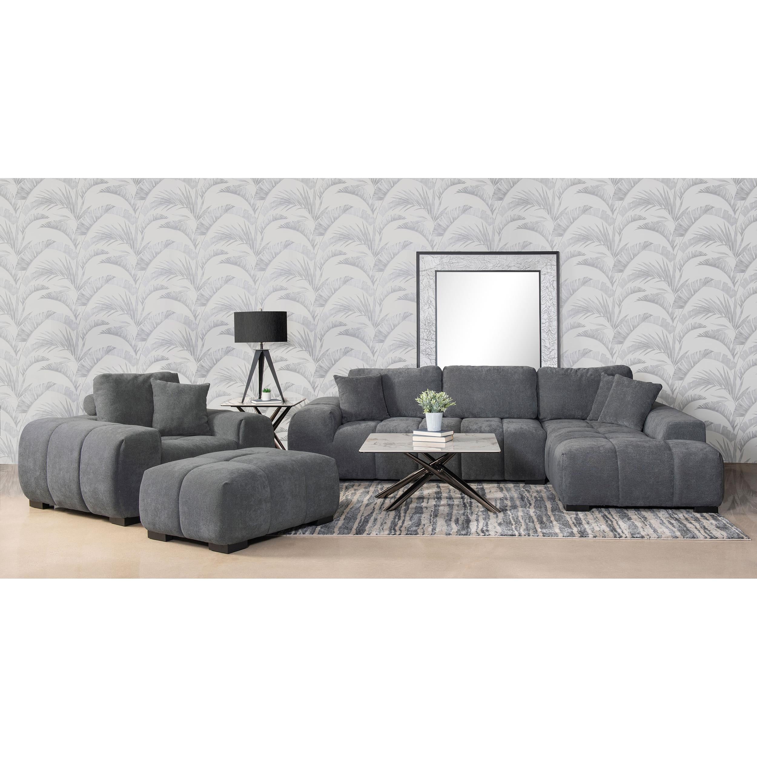  Coaster Furniture Octavia 509968 Upholstered Rectangular Ottoman - Charcoal Grey IMAGE 5