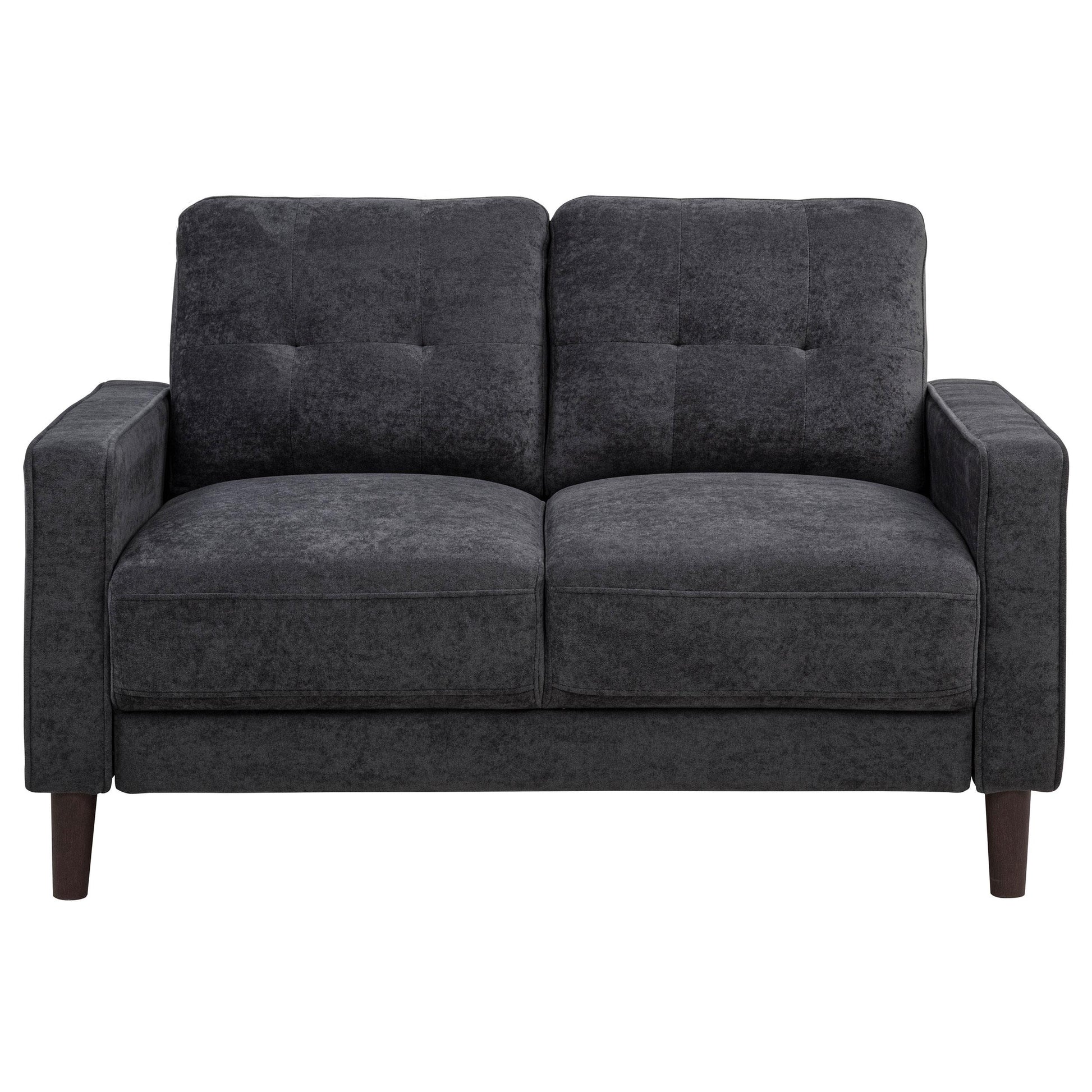  Coaster Furniture Bowen II 509982 Fabric Upholstered Track Arm Loveseat - Steel Grey IMAGE 5