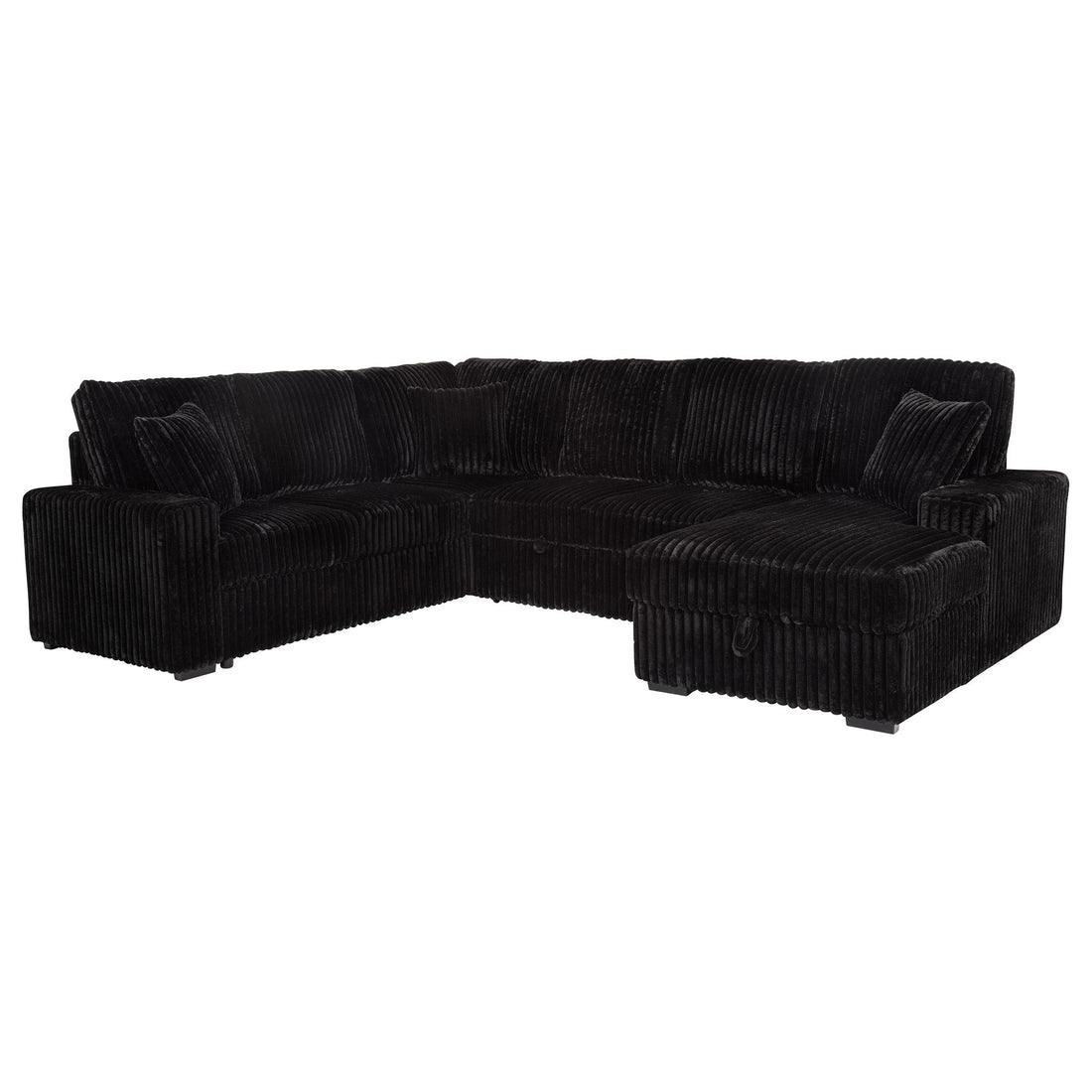  Coaster Furniture Devonshire 511049 Sleeper Sectional Sofa Storage Chaise - Black IMAGE 1