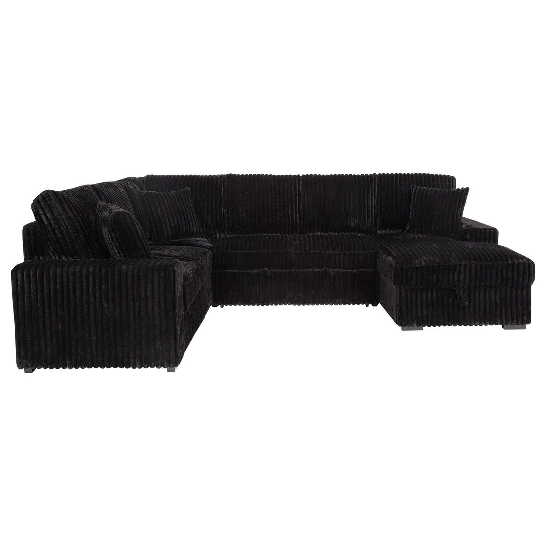  Coaster Furniture Devonshire 511049 Sleeper Sectional Sofa Storage Chaise - Black IMAGE 1