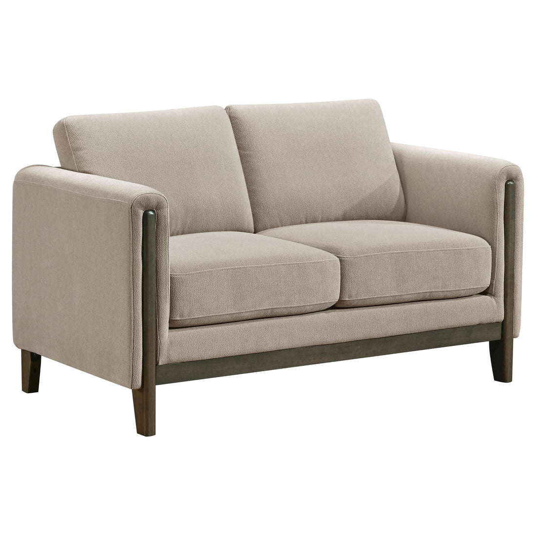  Coaster Furniture Islington 511102 Fabric Upholstered Panel Arm Loveseat - Taupe IMAGE 1