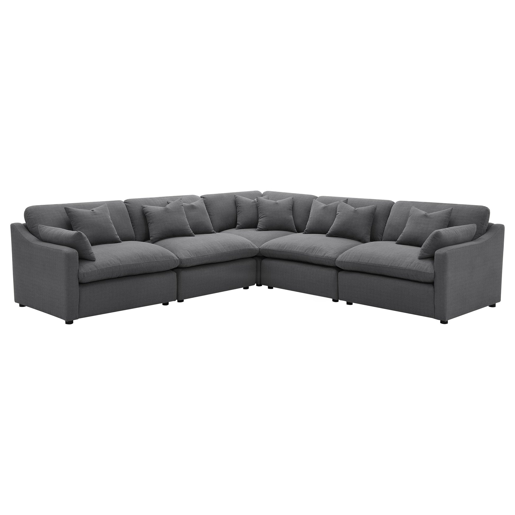  Coaster Furniture Hobson 551455-SETA 5-piece Upholstered Modular Sectional Sofa - Charcoal IMAGE 1