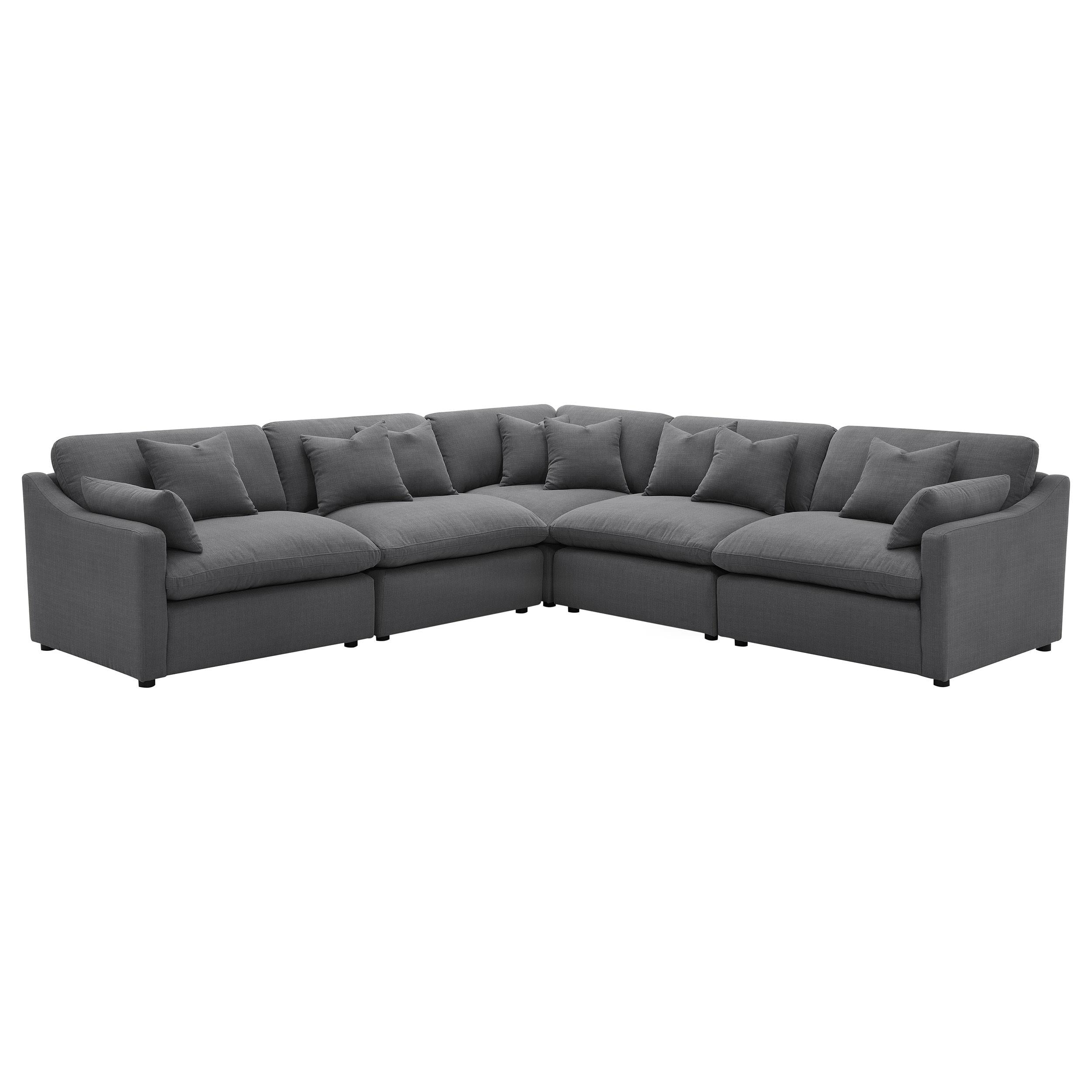  Coaster Furniture Hobson 551455-SETA 5-piece Upholstered Modular Sectional Sofa - Charcoal IMAGE 1