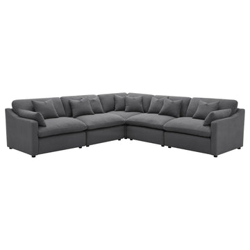  Coaster Furniture Hobson 551455-SETA 5-piece Upholstered Modular Sectional Sofa - Charcoal IMAGE 1