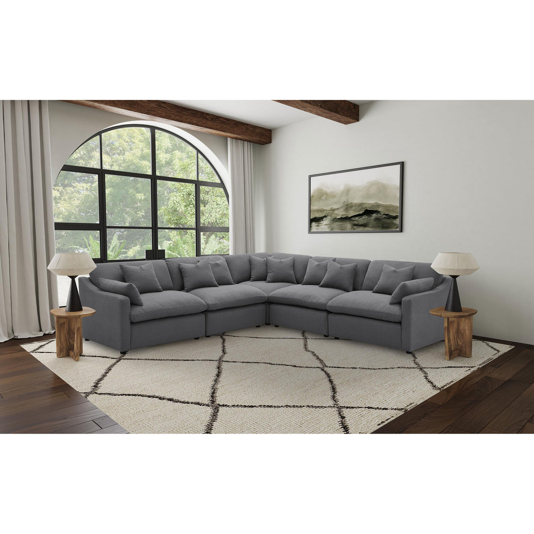  Coaster Furniture Hobson 551455-SETA 5-piece Upholstered Modular Sectional Sofa - Charcoal IMAGE 1