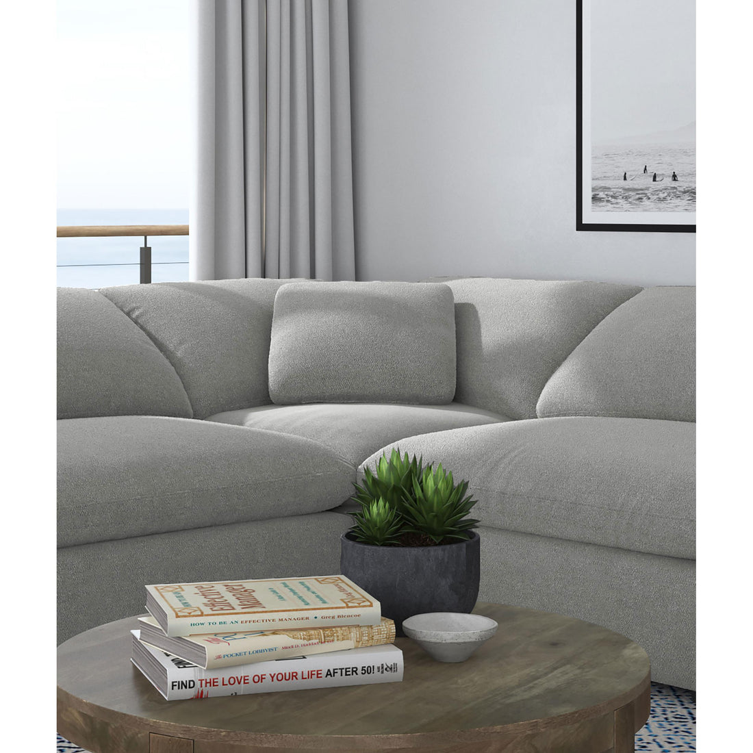  Coaster Furniture Raleigh 551755 Boucle Upholstered Corner Chair - Grey IMAGE 1