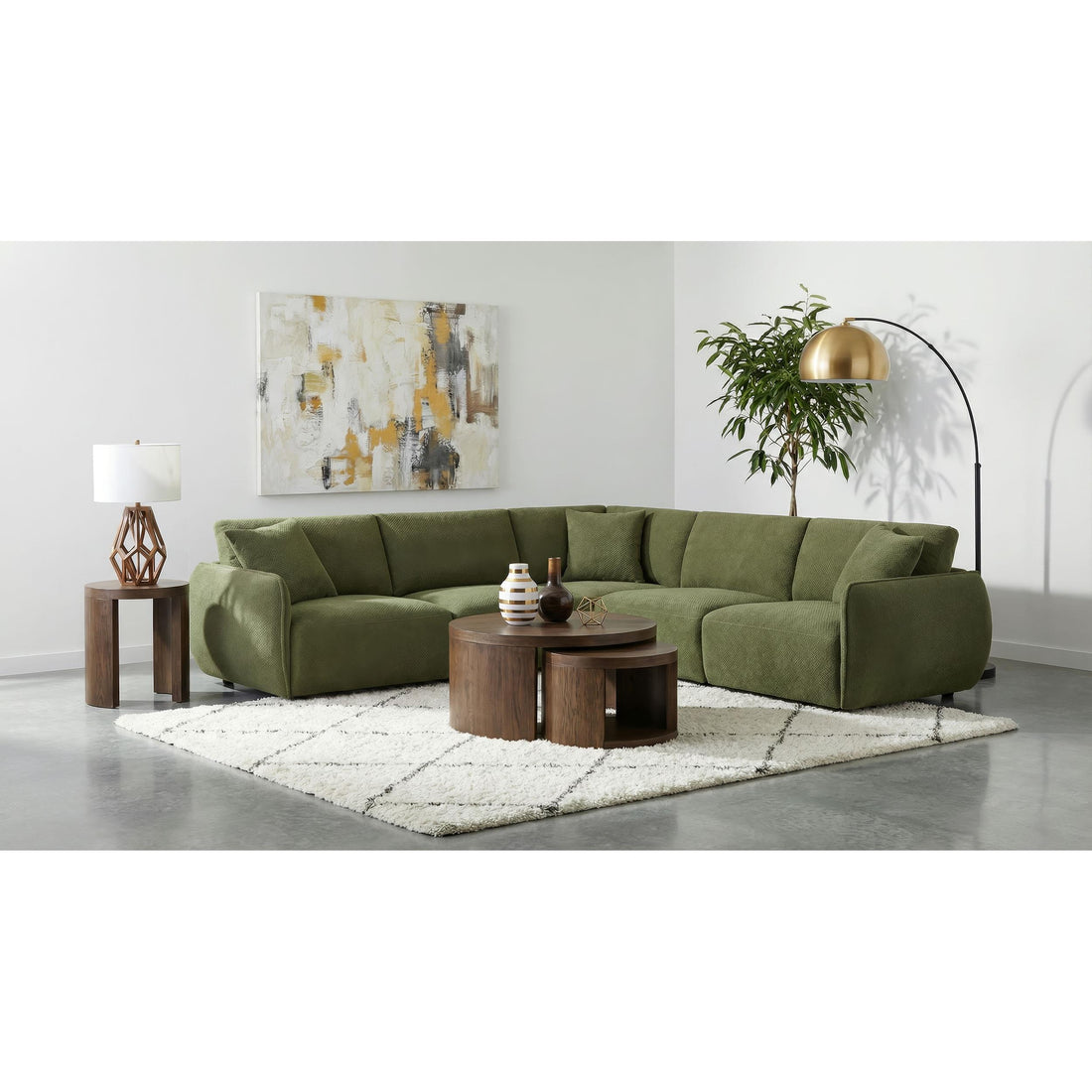  Coaster Furniture Elysia 551895-SETA 5-piece Chenille Upholstered Modular Sectional Sofa - Green IMAGE 1