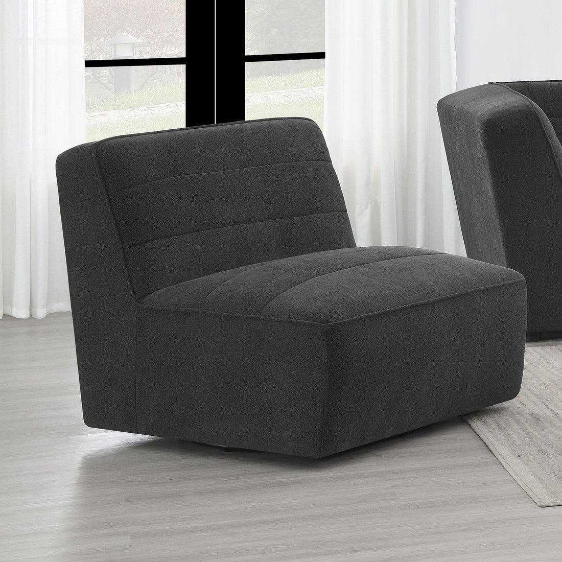  Coaster Furniture Sunny 552081 Upholstered Armless Chair - Dark Charcoal IMAGE 1